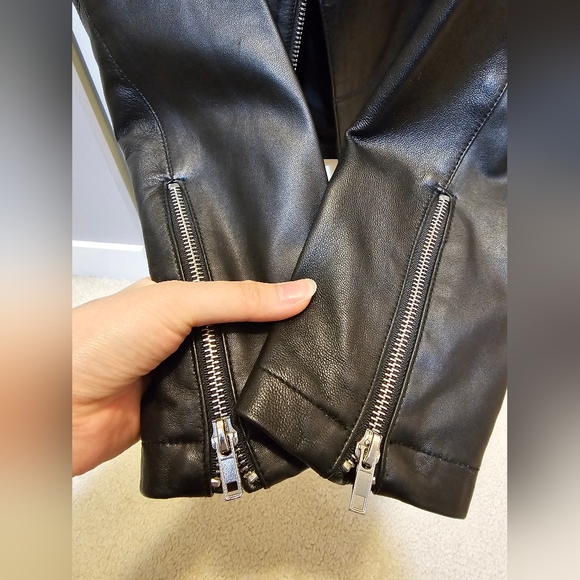 Zara Leather Jacket Black Sz S - Picture 4 of 5